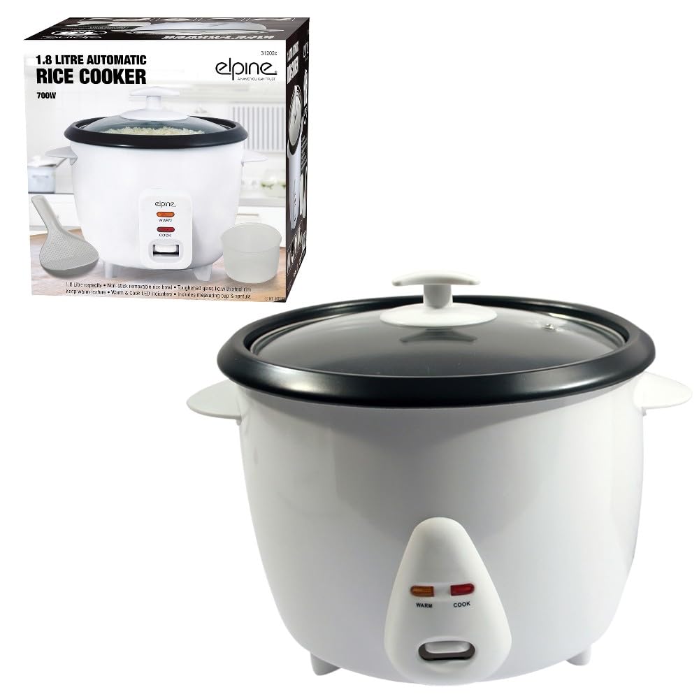 Electric Rice Cooker – 6-Cup Capacity, Non-Stick Pot, One-Touch Operation, Automatic Keep Warm Function, Steamer Basket Included
