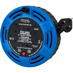 HomeVibe 10m Cable Reel – 4 Way Extension Lead 10A with Carry Handle, Compact Power Extension Drum for Home, Office, Garden, DIY & Tools – Model 31247C