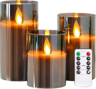 3PK Flickering LED Candles with Remote Control