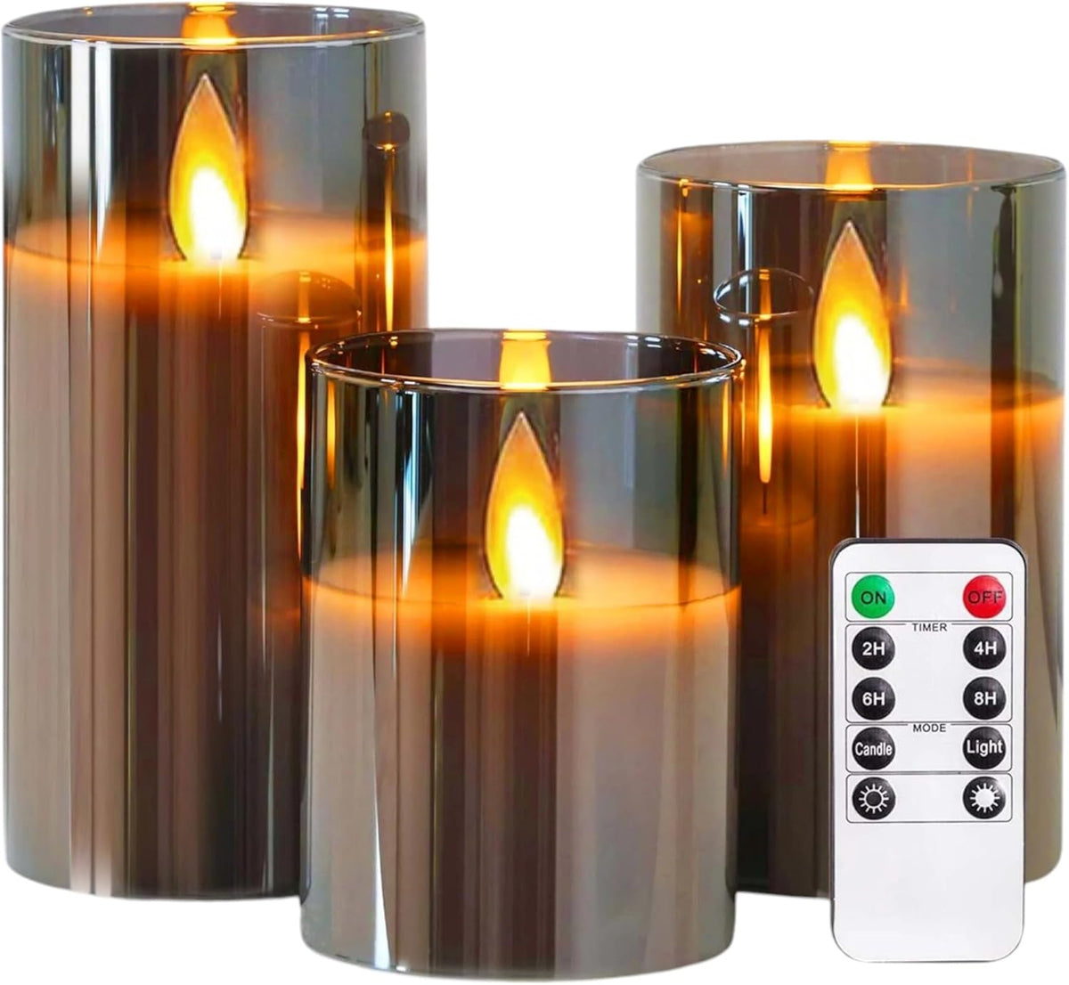 3PK Flickering LED Candles with Remote Control