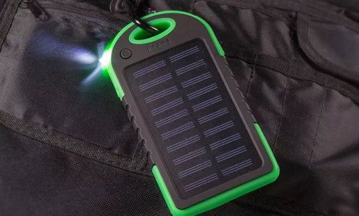 Dual USB Power Bank with Flashlight and Cable