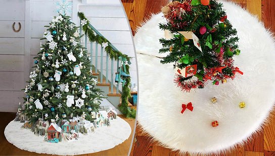 White Faux Fur Christmas Tree Skirt