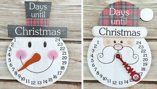 24 Days Wooden Christmas Countdown Clock - 2 Designs