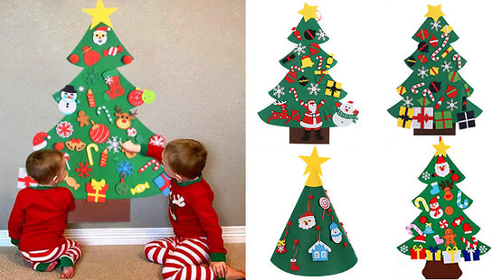 DIY Felt Christmas Tree with Ornaments-4 Designs