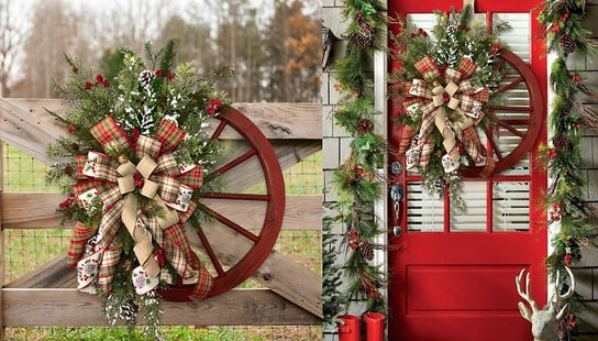 Wooden Christmas Wheel Door Decoration