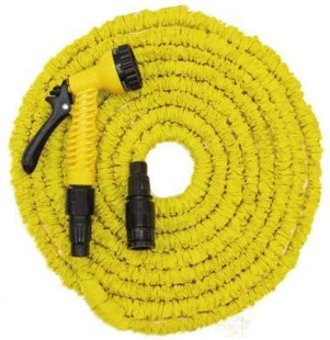 (HomeVibe) Expanding Garden Water Hose Pipe with 7 Function Spray Gun Expandable Flexible Magic Hose Anti-Leakage Lightweight Easy Storage (Yellow) 25-100FT
