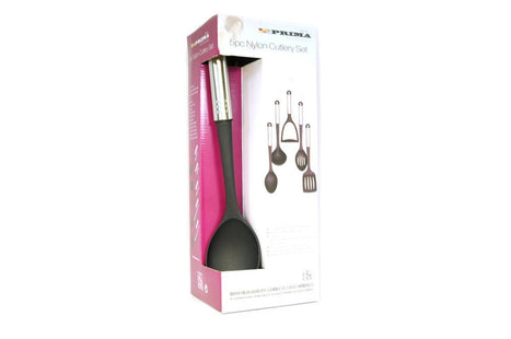 5 Piece Nylon Black Kitchen UTENCIL Tool Set LADLE Spoon Slotted Turner