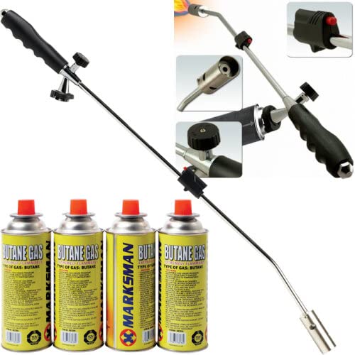 HomeVibe New Weed Wand + 4 Canisters Blowtorch Burner Killer Garden Torch Blaster and Butane Gas Weeds
