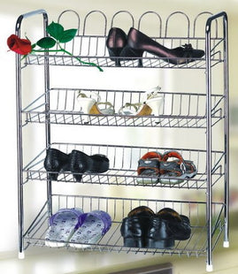 4 LAYER CHROME STEEL SHOE RACK ORGANISER OR STORAGE RACK