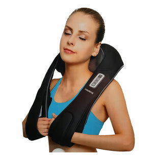 (HomeVibe) Neck Massager, Deep Tissue 3D Kneading, Portable, with Heat, Shiatsu Massager for Neck, Back, Shoulder, Foot and Leg, at Home and Car, Comfort Gifts for Women and Men (Black)
