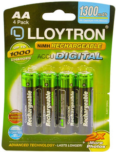 4 Lloytron AA Rechargeable Batteries 1300 mAh NiMH Phone Remote Camera HR6 Accu