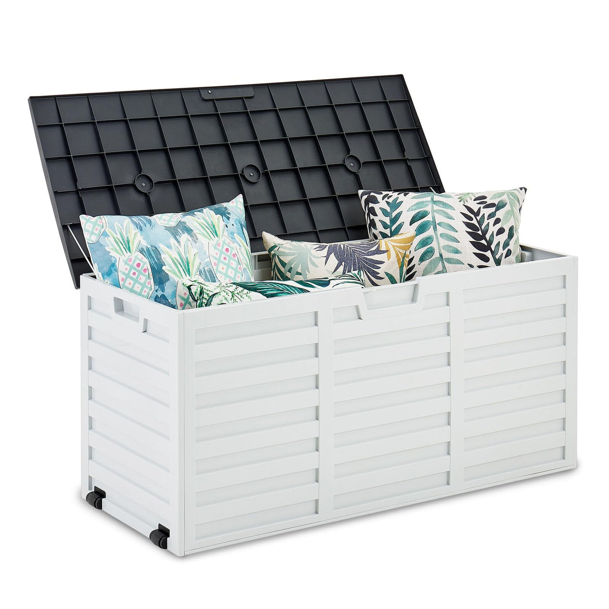 HomeVibe Versatile 260L Outdoor Garden Storage Plastic Box: Chest for Tools, Cushions, Toys - Lockable Seat for Added Functionality