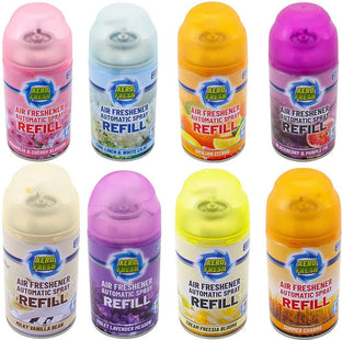 12 MIXED Automatic Air Freshener Dispenser Refills 250ml Spray Cans - HomeVibe