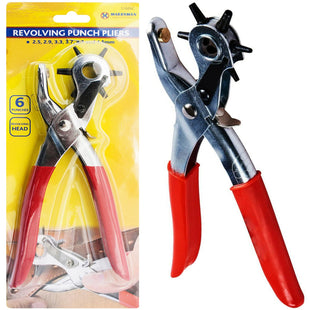 NTI MARKSMAN Revolving Leather Punch Plier Rivet 6 Sizes Heavy Duty DIY Belt EYELET Hole Cut Puncher Rubber Cards PVC Cutter Workshop Tailor Hand Tools UK FREE P&P