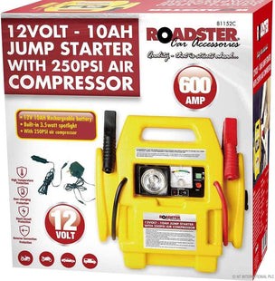 New 12v Portable Car Jump Starter Air Compressor Battery Start Booster Charger Leads 250PSI and 600amp