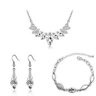 Diamante Silver Lady Earrings Bracelet Necklace