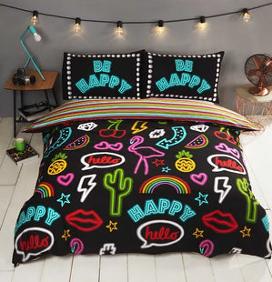 Luxury Be Happy Neon Duvet Set