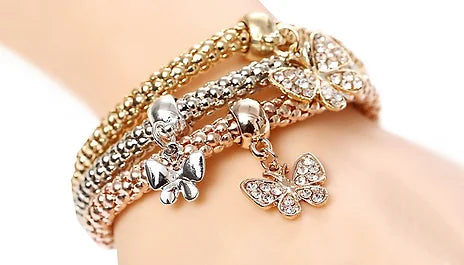 3 Butterfly Charm Bracelets