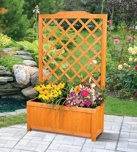 Wooden Garden Lattice Planter