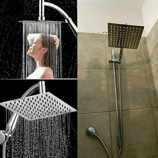 8" Rainfall shower head Pressure Steel Chrome Powerful Energy Water Saving