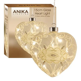 Decorative LED Light Up Glass Heart