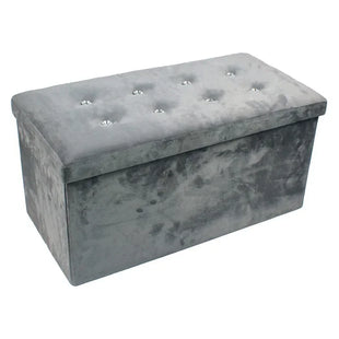 Large Diamante Faux Suede Ottoman