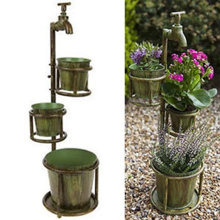 VERDIGRIS TRIPLE TAP PLANTER IN WHITE BOX