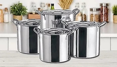 4-Piece Large Stainless Steel Stock Pot Set