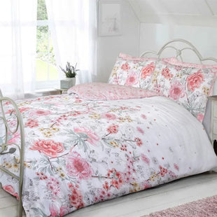 SKETCH FLORAL CORAL REVERSIBLE DUVET SET
