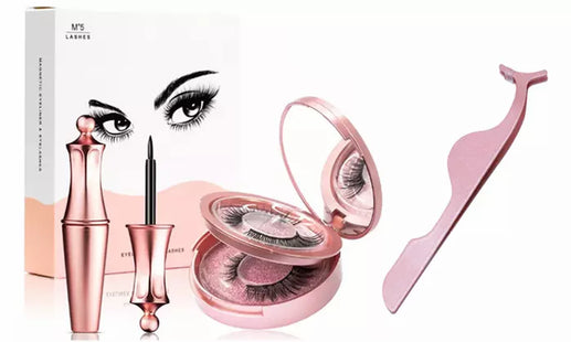 Magnetic False Eyelashes Sets with Eyeliner and Tweezers