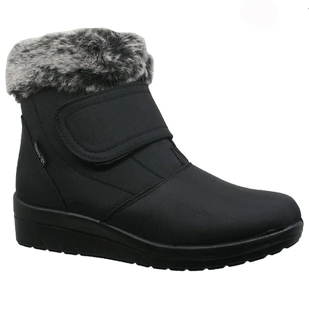 LADIES WEDGE HEEL SNOW WINTER WARM FAUX FUR LINED COMFORT WOMEN ANKLE BOOTS