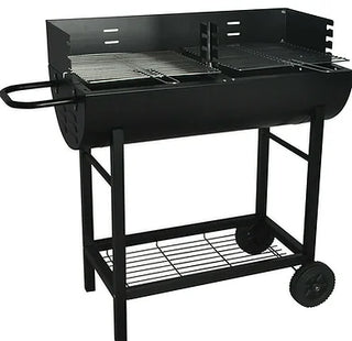 HALF DRUM BBQ WITH BARRELL - Adjustable Grill