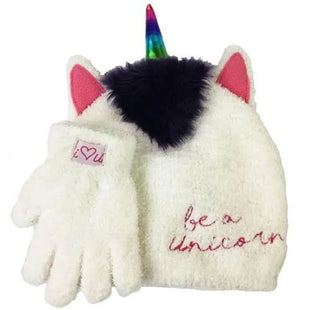 PREMIUM UNICORN YARN BOBBLE HAT & GLOVES SET