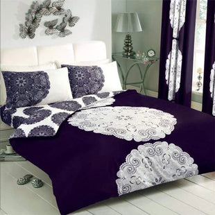 MANHATTAN AUBERGINE/CREAM DUVET SET