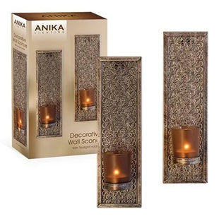 2PC Frosted Glass Wall Sconce Candle Holder