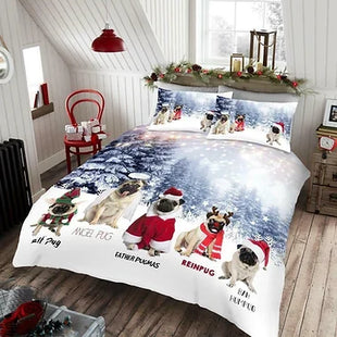 Angel Pug Christmas Duvet Set