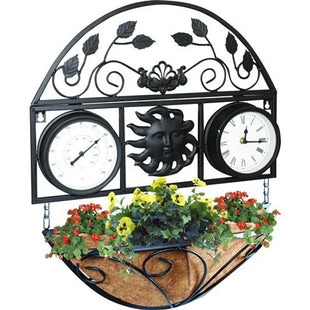 Kingfisher Traditional Clock & Thermometer Wall Planter