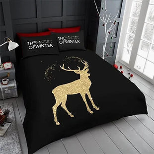 GLITTER STAG CHRISTMAS DUVET SET