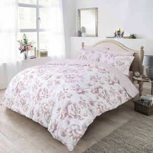 MONOCHROME FLORAL BLUSH REVERSIBLE DUVET SET