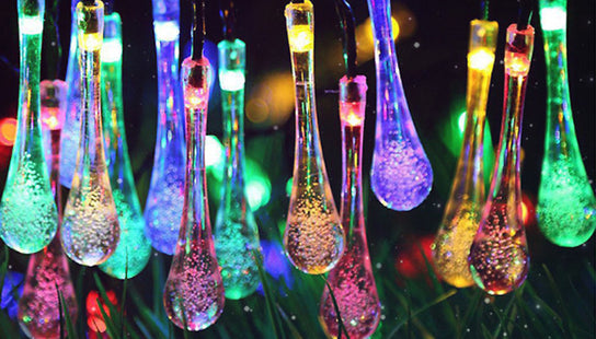 30 or 50 Multicolour Water Droplet Solar String Lights
