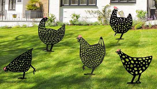 Pack of Cute Garden Chicken Ornaments