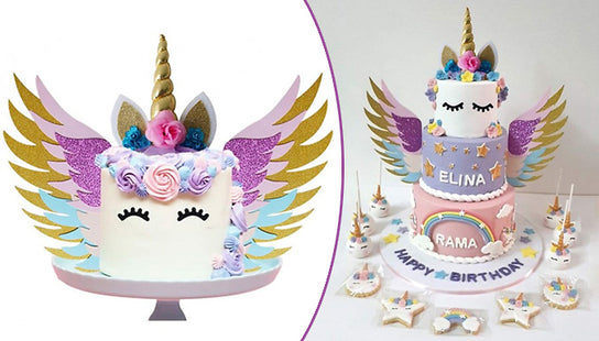 Winged Unicorn Cake Topper Set