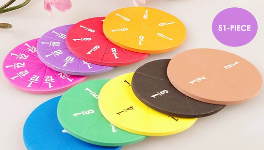 51-Piece Maths Fraction Counting Chips Set