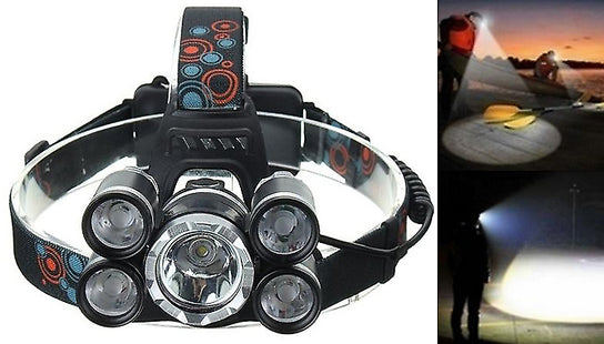 Power 5-LED 1500LM Headlamp with Adjustable Zoom