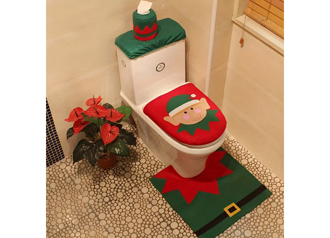 1pc Christmas Elf Toilet Cover Set