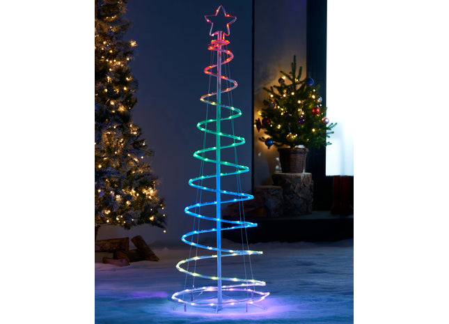 Spiral Rope Light Christmas Tree Silhouette, 5 ft