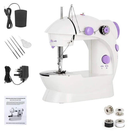 Portable Sewing Machine Electric Handheld Small Mini Sewing Machines with Foot Pedal & Sewing Thread Household Sewing Machine Purple