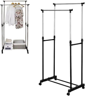 Double Adjustable Garment Rack Clothes Rail