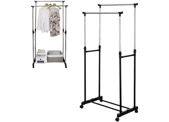 Double Adjustable Garment Rack Clothes Rail