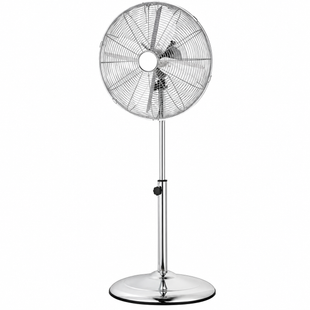 Chrome Pedestal Fan with Adjustable Height – Freestanding Metal Cooling Fan for Home & Office